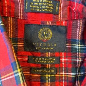 Viyella London Red Plaid Men's Shirt cotton & wool
